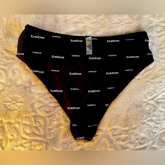 🖤BEBE🖤 REVERSIBLE LOGO SPARKLE CUTOUT SIDES BIKINI BOTTOM NWOT💦 - Picture 6 of 8